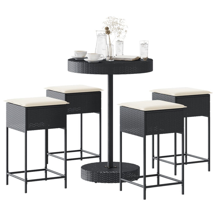 Ensemble De Bar De Jardin 3 Pcs Avec Coussins Poly Rotin