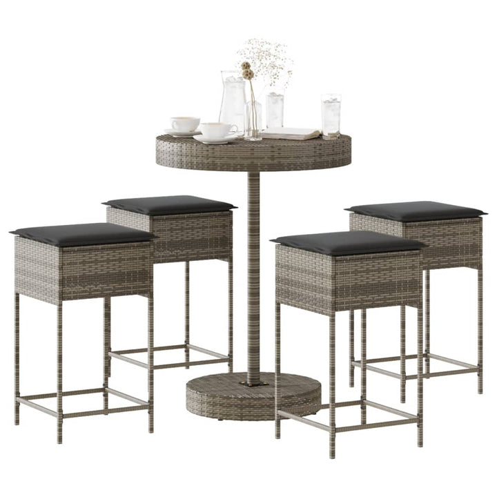 Ensemble De Bar De Jardin 3 Pcs Avec Coussins Poly Rotin