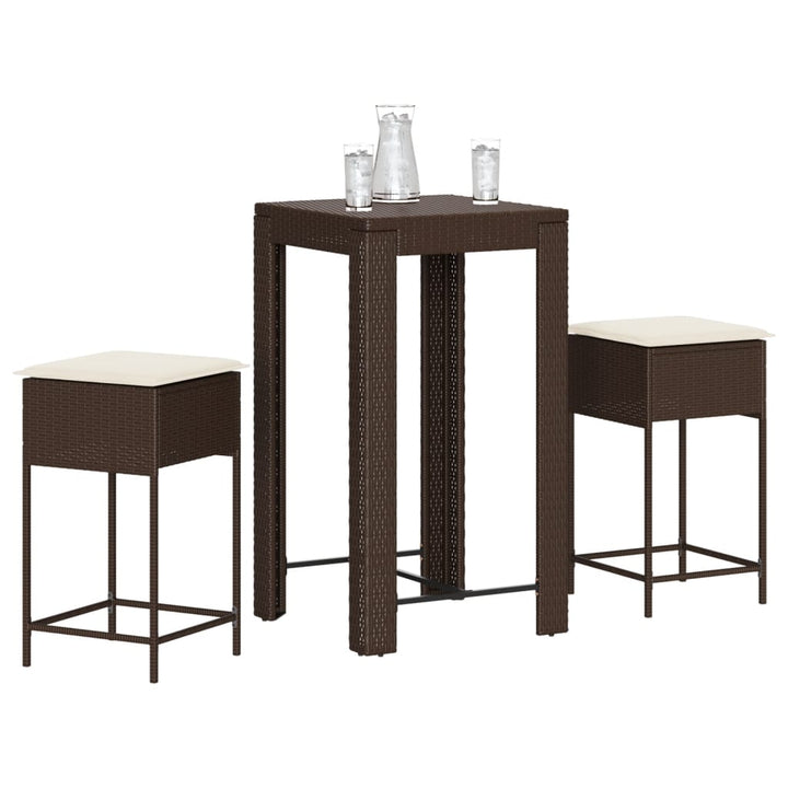 Ensemble De Bar De Jardin 7 Pcs Avec Coussins Poly Rotin