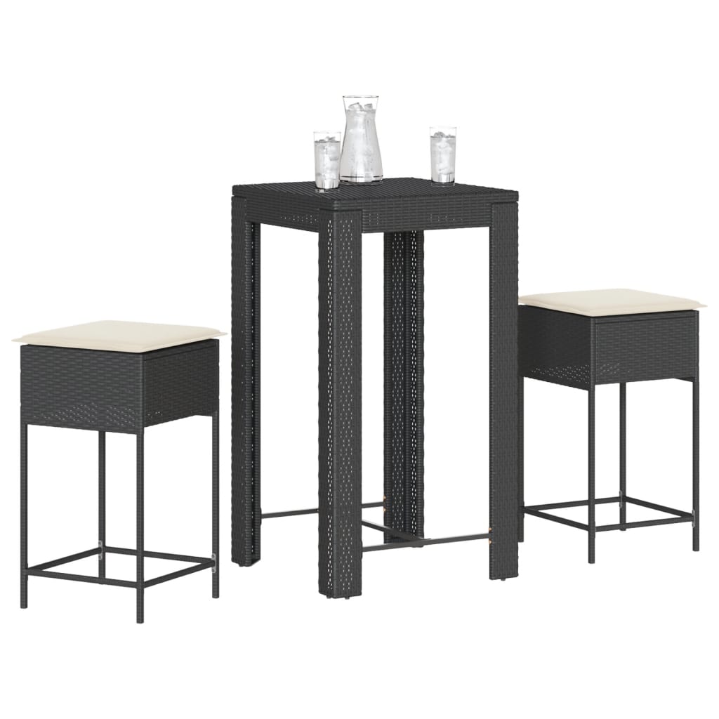 Ensemble De Bar De Jardin 7 Pcs Avec Coussins Poly Rotin