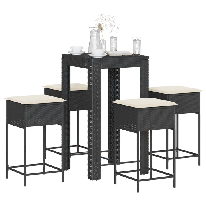 Ensemble De Bar De Jardin 7 Pcs Avec Coussins Poly Rotin