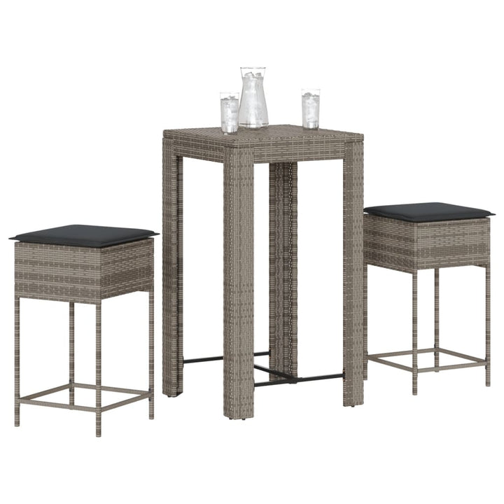 Ensemble De Bar De Jardin 7 Pcs Avec Coussins Poly Rotin