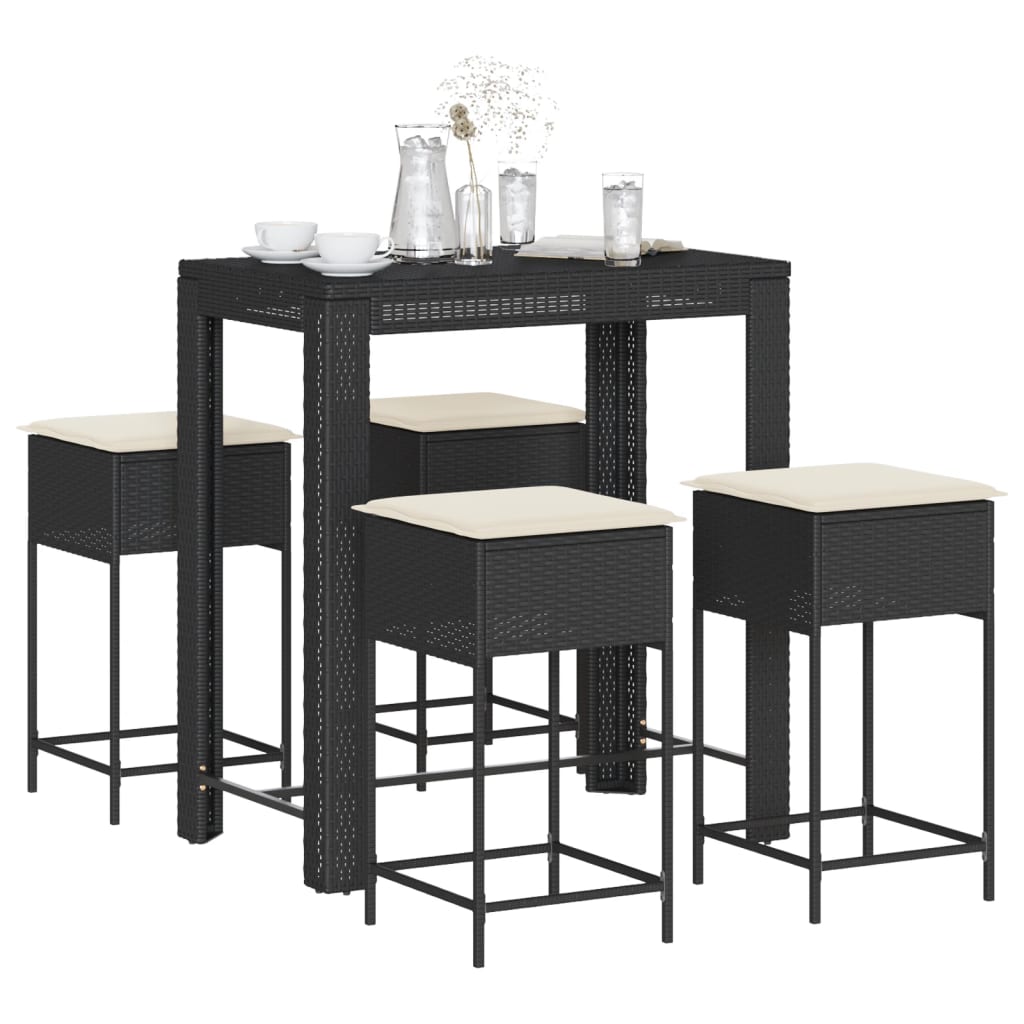 Ensemble De Bar De Jardin 7 Pcs Avec Coussins Poly Rotin