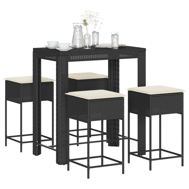 Ensemble De Bar De Jardin 7 Pcs Avec Coussins Poly Rotin