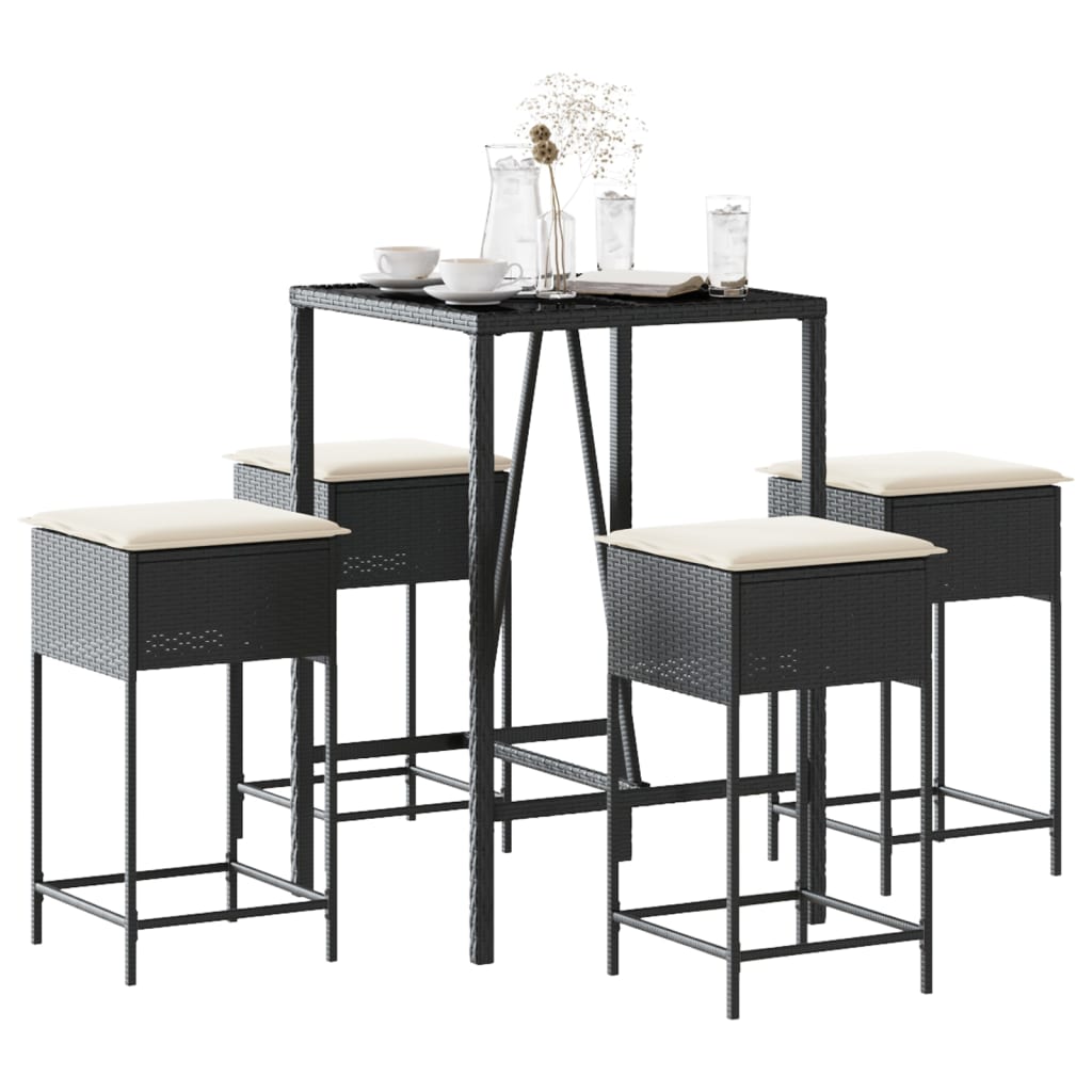Ensemble De Bar De Jardin 3 Pcs Et Coussins Résine Tressée