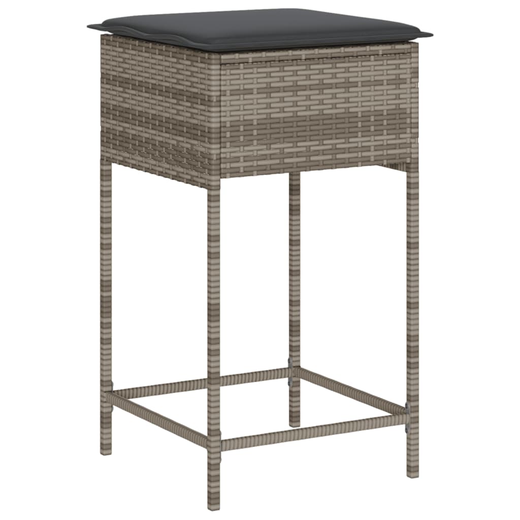 Ensemble De Bar De Jardin 3 Pcs Et Coussins Résine Tressée