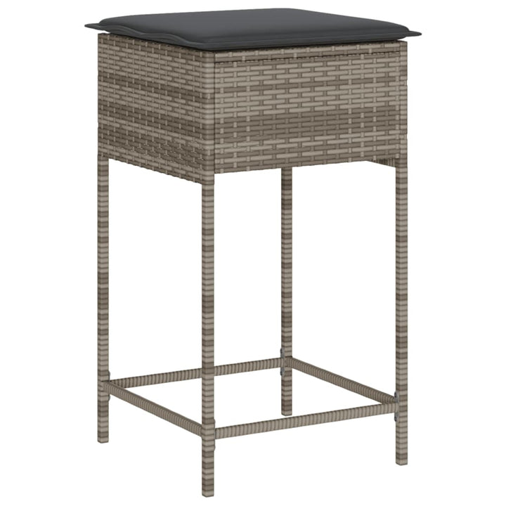 Ensemble De Bar De Jardin 3 Pcs Et Coussins Résine Tressée