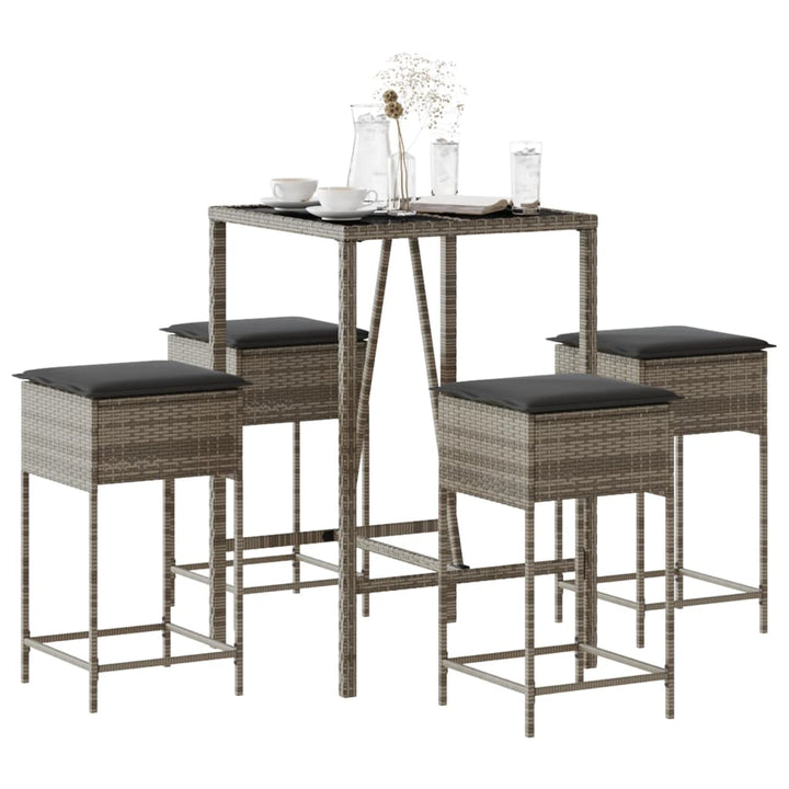Ensemble De Bar De Jardin 3 Pcs Et Coussins Résine Tressée