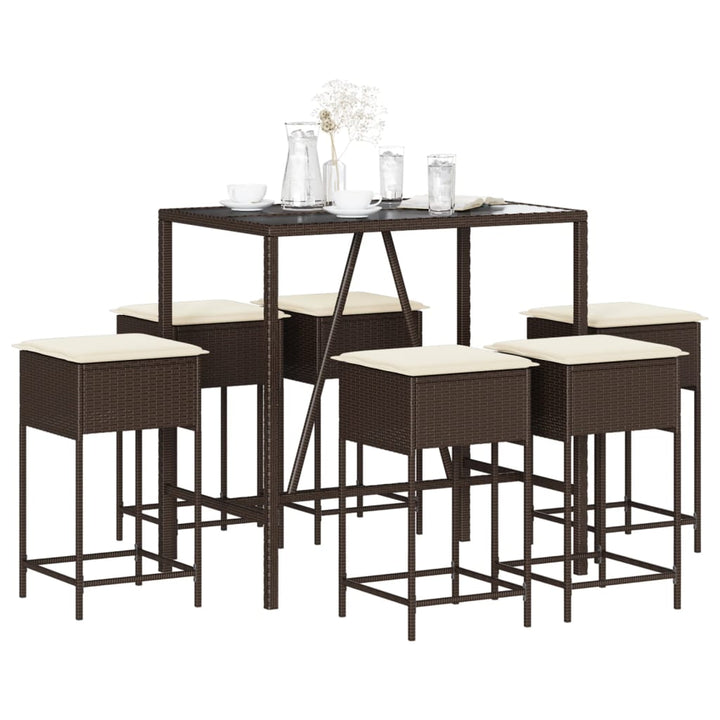 Ensemble De Bar De Jardin 3 Pcs Et Coussins Résine Tressée