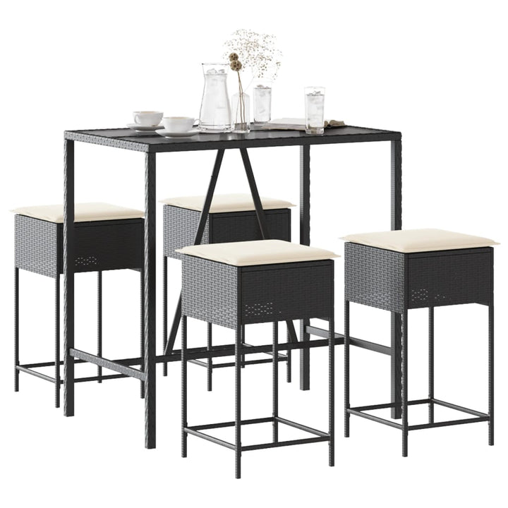 Ensemble De Bar De Jardin 3 Pcs Et Coussins Résine Tressée