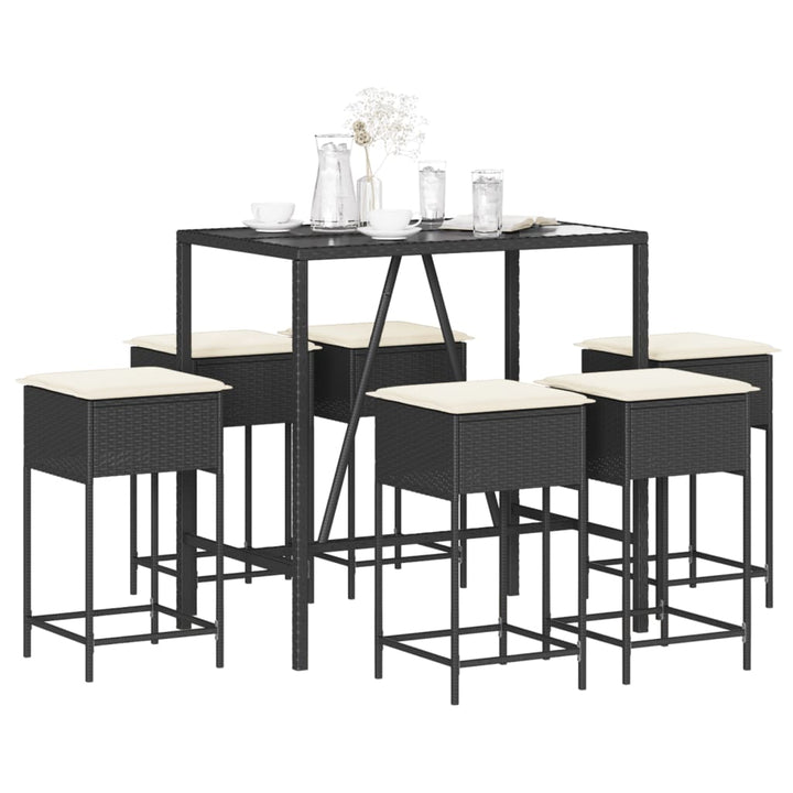 Ensemble De Bar De Jardin 3 Pcs Et Coussins Résine Tressée