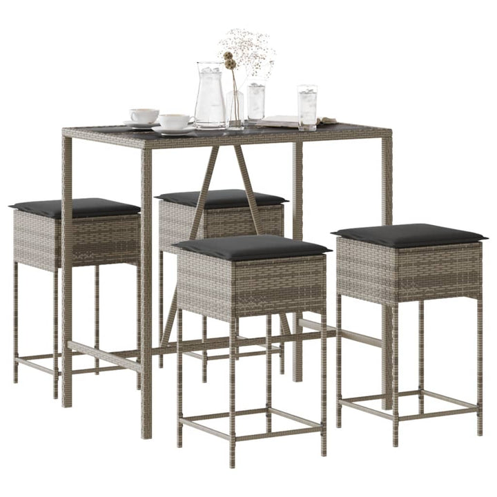 Ensemble De Bar De Jardin 3 Pcs Et Coussins Résine Tressée