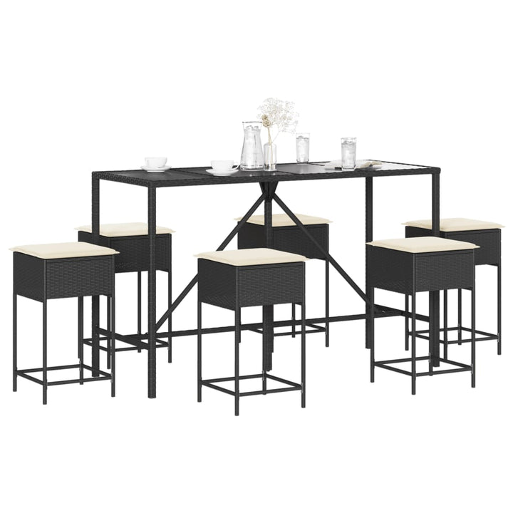 Ensemble De Bar De Jardin 3 Pcs Et Coussins Résine Tressée