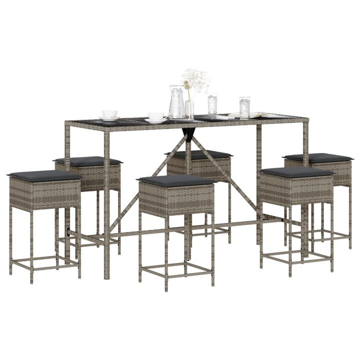 Ensemble De Bar De Jardin 3 Pcs Et Coussins Résine Tressée