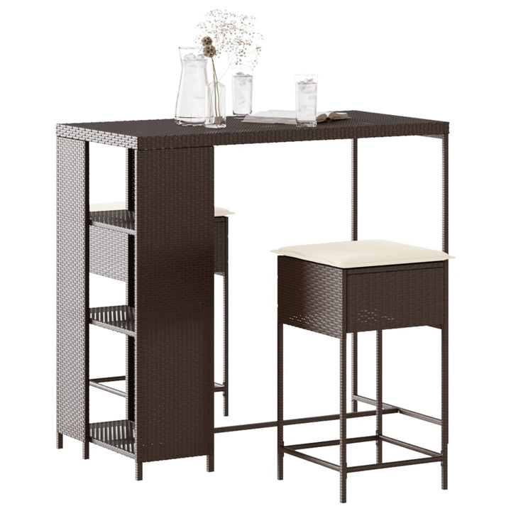 Ensemble De Bar De Jardin 5 Pcs Avec Coussins Poly Rotin
