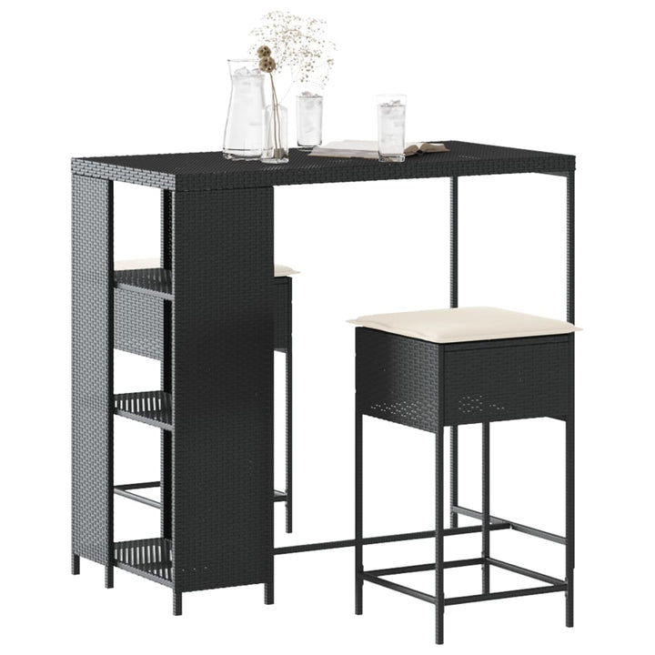 Ensemble De Bar De Jardin 5 Pcs Avec Coussins Poly Rotin