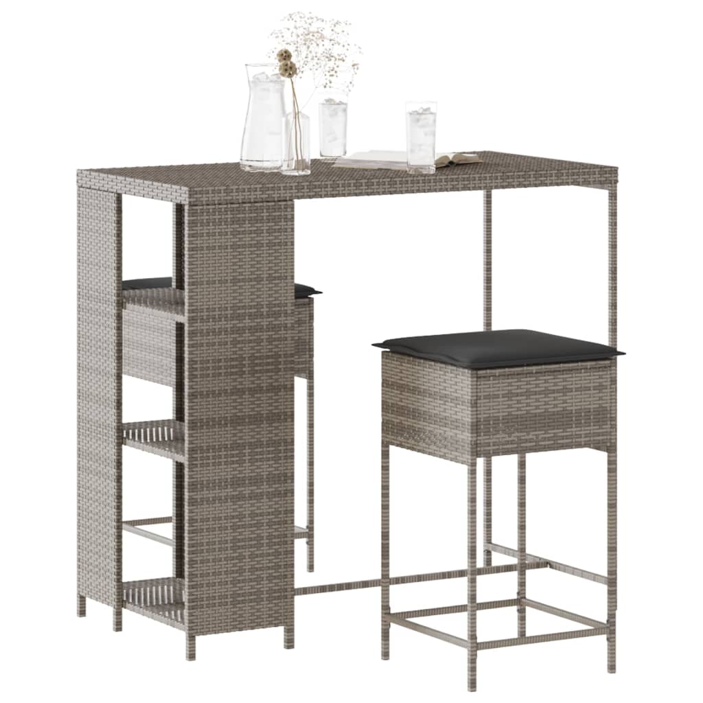 Ensemble De Bar De Jardin 5 Pcs Avec Coussins Poly Rotin