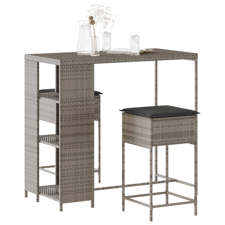 Ensemble De Bar De Jardin 5 Pcs Avec Coussins Poly Rotin