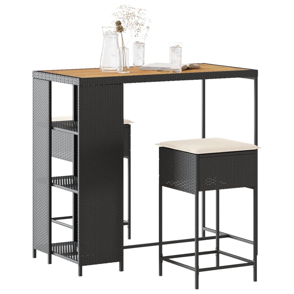 Ensemble De Bar De Jardin 5 Pcs Avec Coussins Poly Rotin