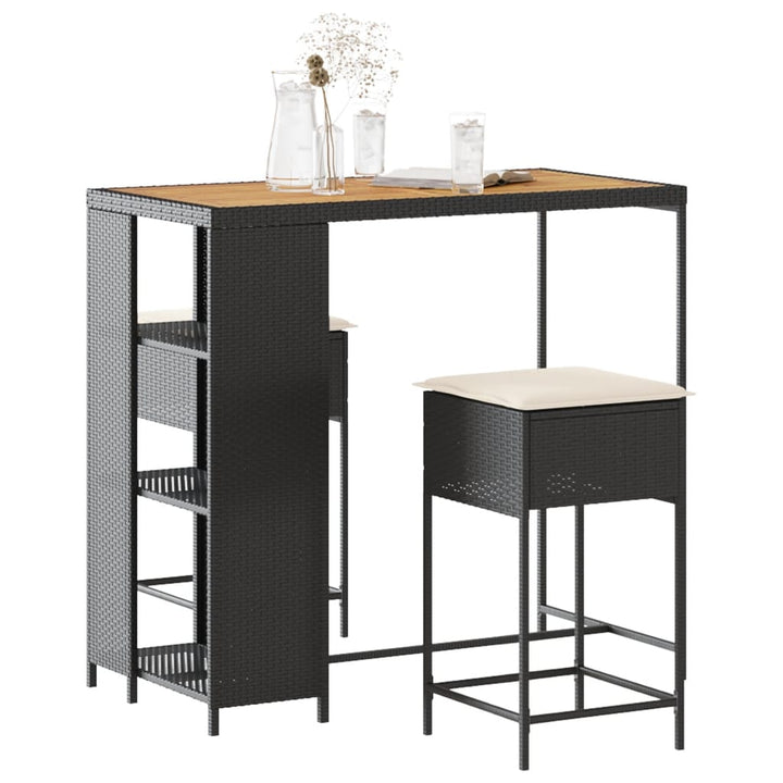 Ensemble De Bar De Jardin 5 Pcs Avec Coussins Poly Rotin