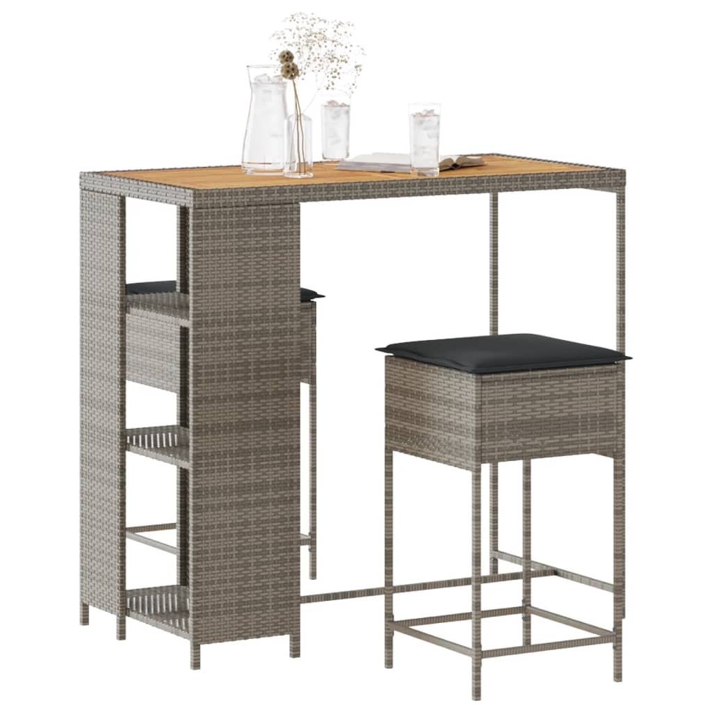 Ensemble De Bar De Jardin 5 Pcs Avec Coussins Poly Rotin
