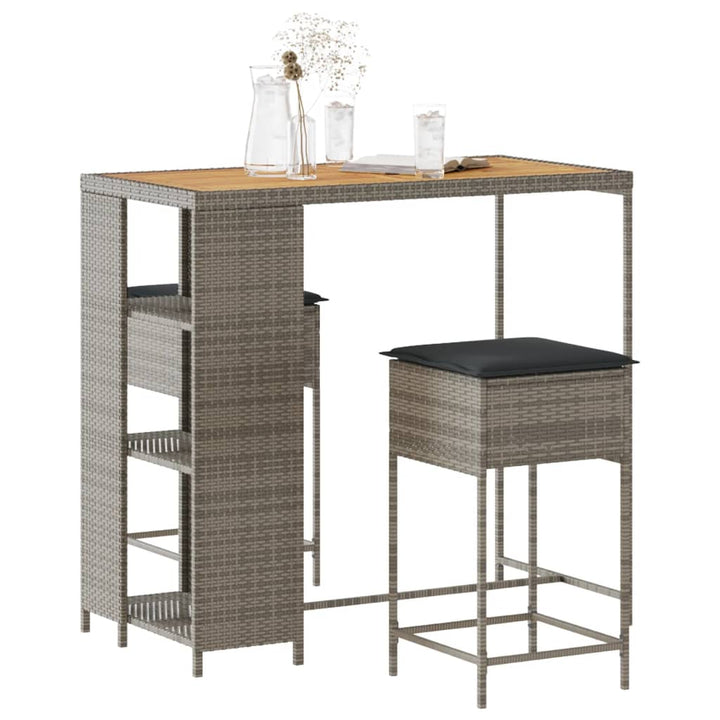 Ensemble De Bar De Jardin 5 Pcs Avec Coussins Poly Rotin