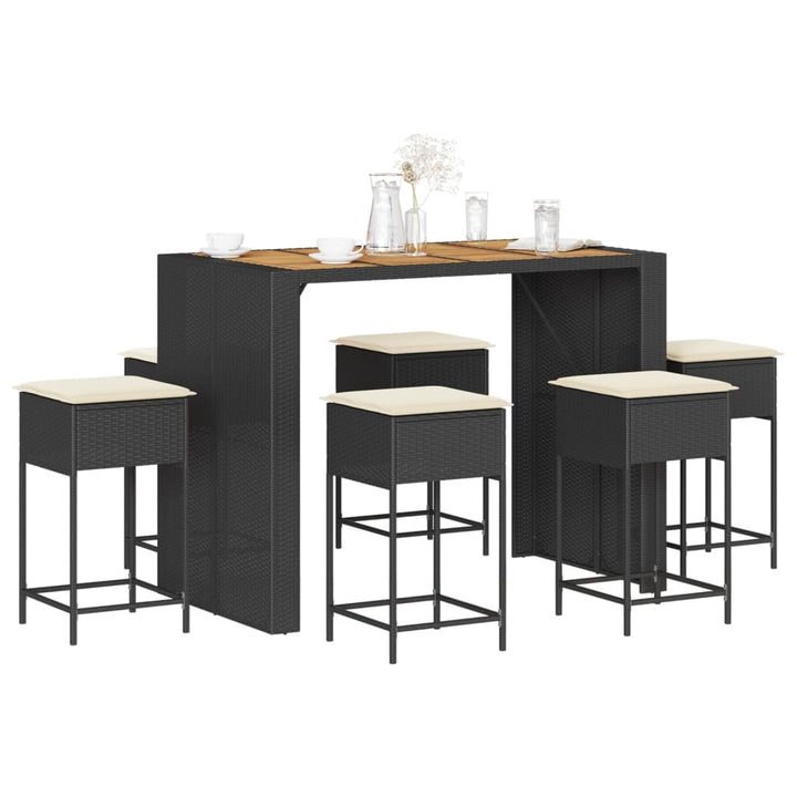 Ensemble De Bar De Jardin 5 Pcs Avec Coussins Poly Rotin