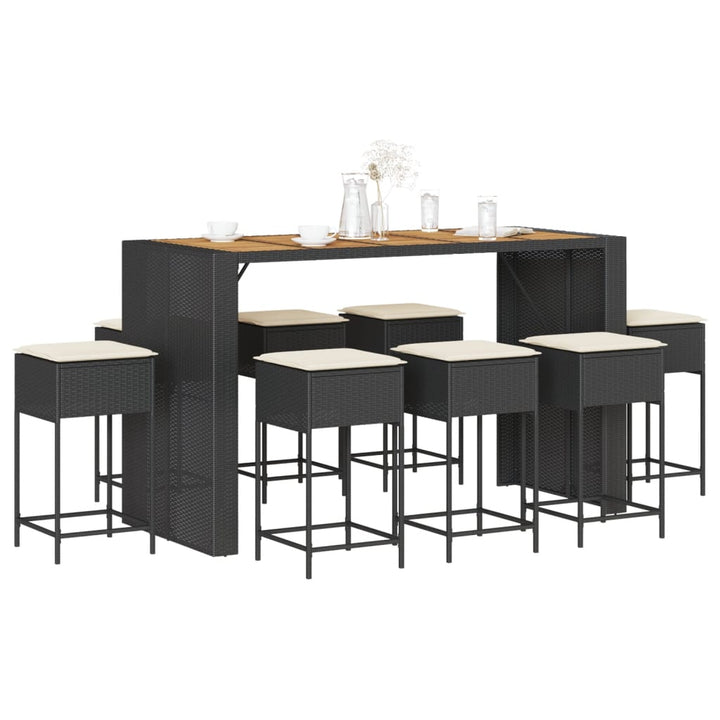 Ensemble De Bar De Jardin 5 Pcs Avec Coussins Poly Rotin