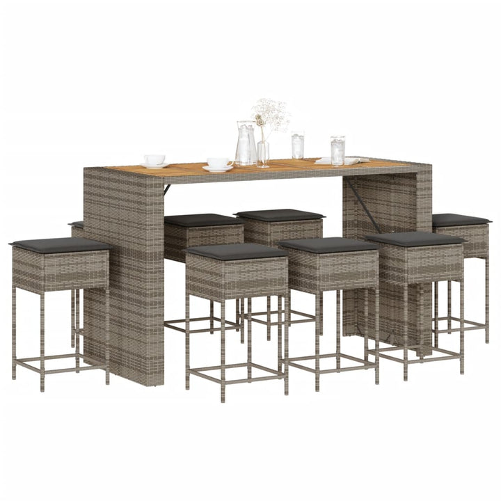 Ensemble De Bar De Jardin 5 Pcs Avec Coussins Poly Rotin