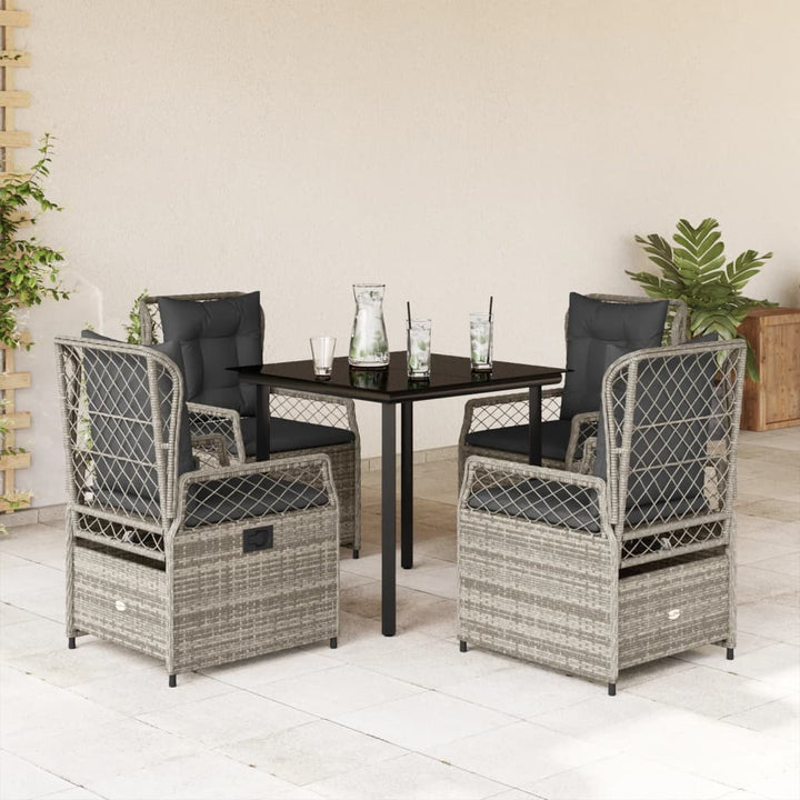Ensemble À Manger De Jardin 5 Pcs Coussins Résine Tressée