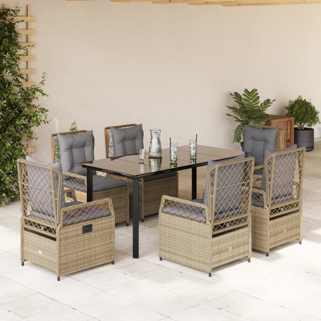 Ensemble À Manger De Jardin 5 Pcs Coussins Résine Tressée