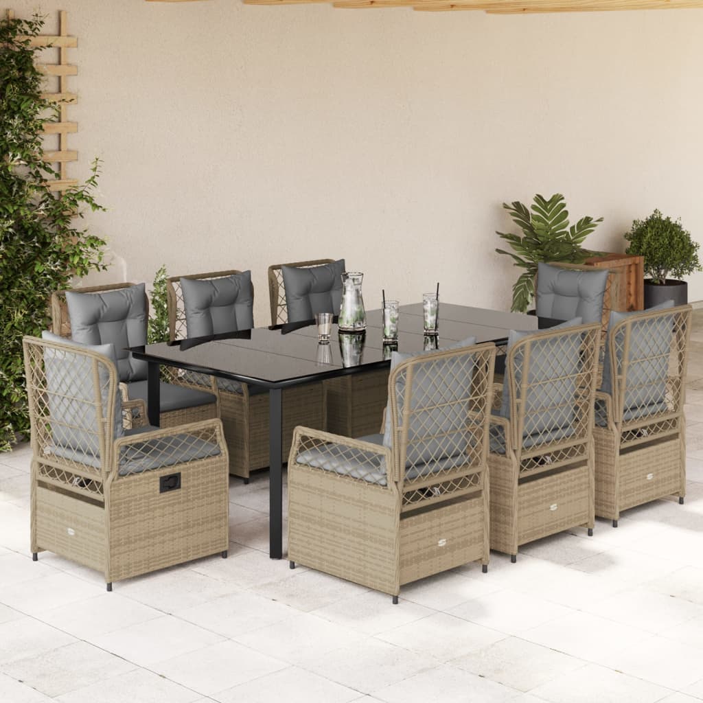 Ensemble À Manger De Jardin 5 Pcs Coussins Résine Tressée