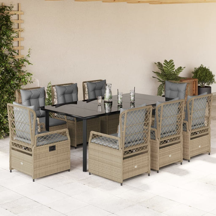 Ensemble À Manger De Jardin 5 Pcs Coussins Résine Tressée
