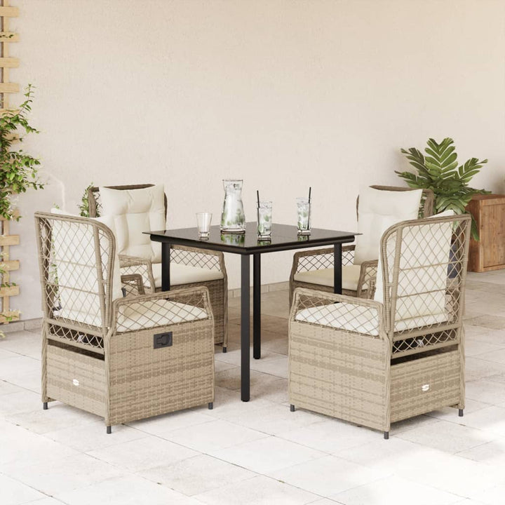 Ensemble À Manger De Jardin 5 Pcs Coussins Résine Tressée