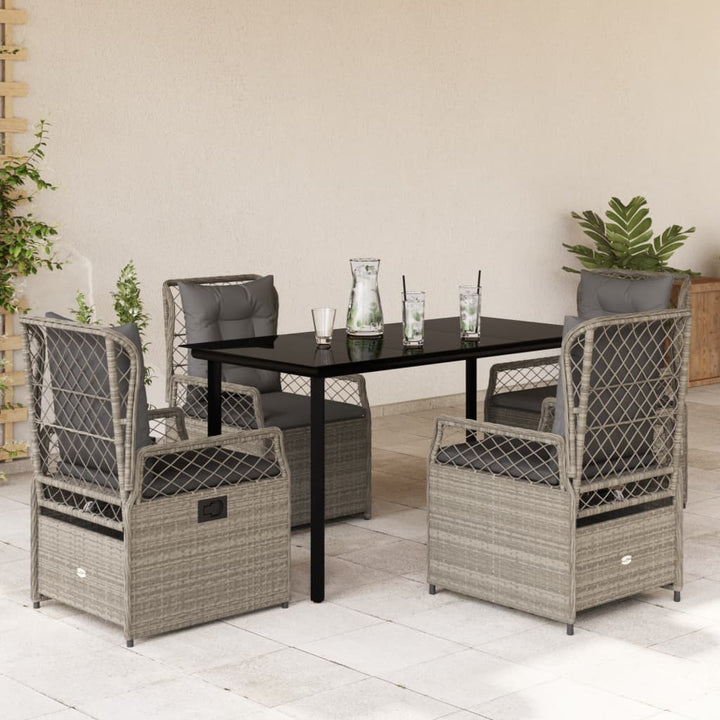Ensemble À Manger De Jardin 5 Pcs Coussins Résine Tressée