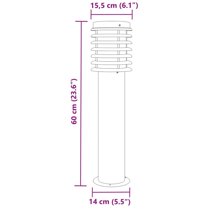 Lampadaire D'extérieur É 60 Cm Acier Inoxydable Argent