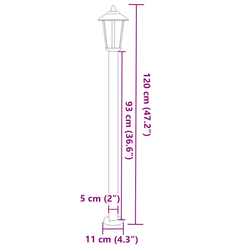 Lampadaire D'extérieur É Acier Inoxydable Argent