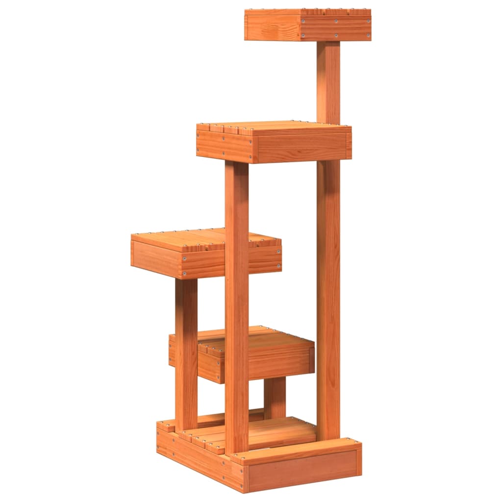 Arbre À Chat Cire Marron 45,5X49X103 Cm Bois De Pin Massif