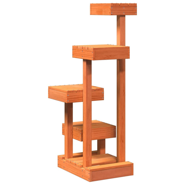 Arbre À Chat Cire Marron 45,5X49X103 Cm Bois De Pin Massif