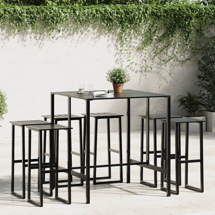 Ensemble De Bar De Jardin 9 Pcs Noir Acier Enduit De Poudre