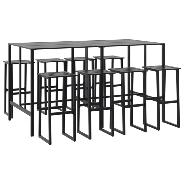 Ensemble De Bar De Jardin 9 Pcs Noir Acier Enduit De Poudre