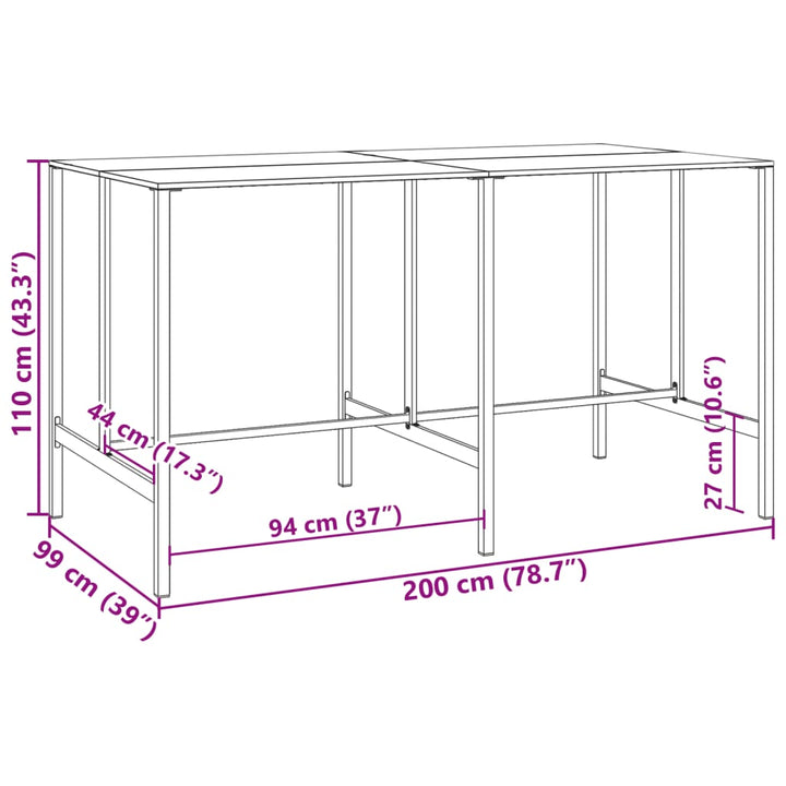 Ensemble De Bar De Jardin 9 Pcs Noir Acier Enduit De Poudre