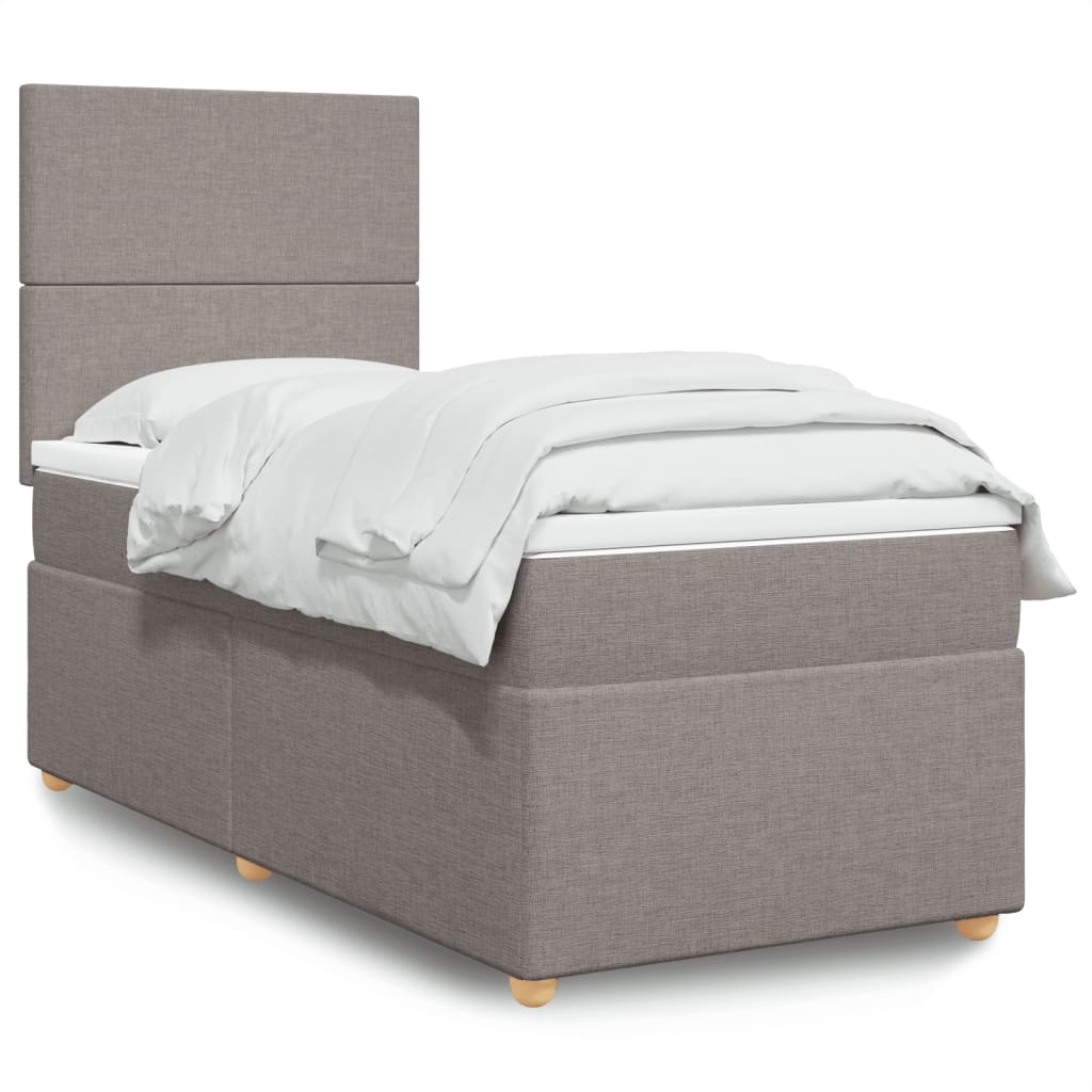 Sommier À Lattes De Lit Avec Matelas Tissu Taupe