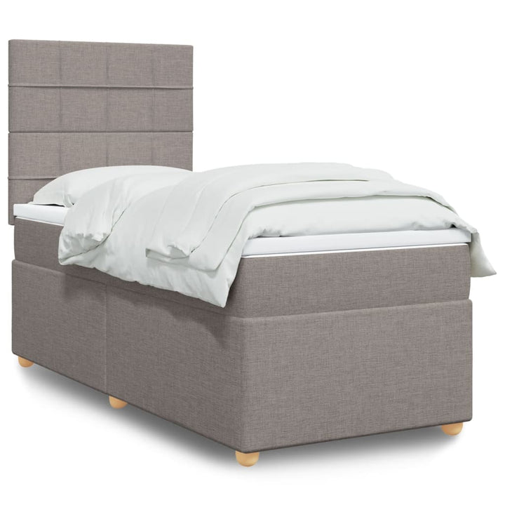 Sommier À Lattes De Lit Avec Matelas Tissu Taupe