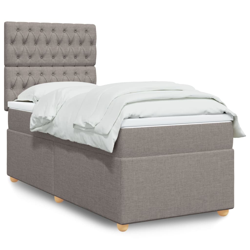 Sommier À Lattes De Lit Avec Matelas Tissu Taupe