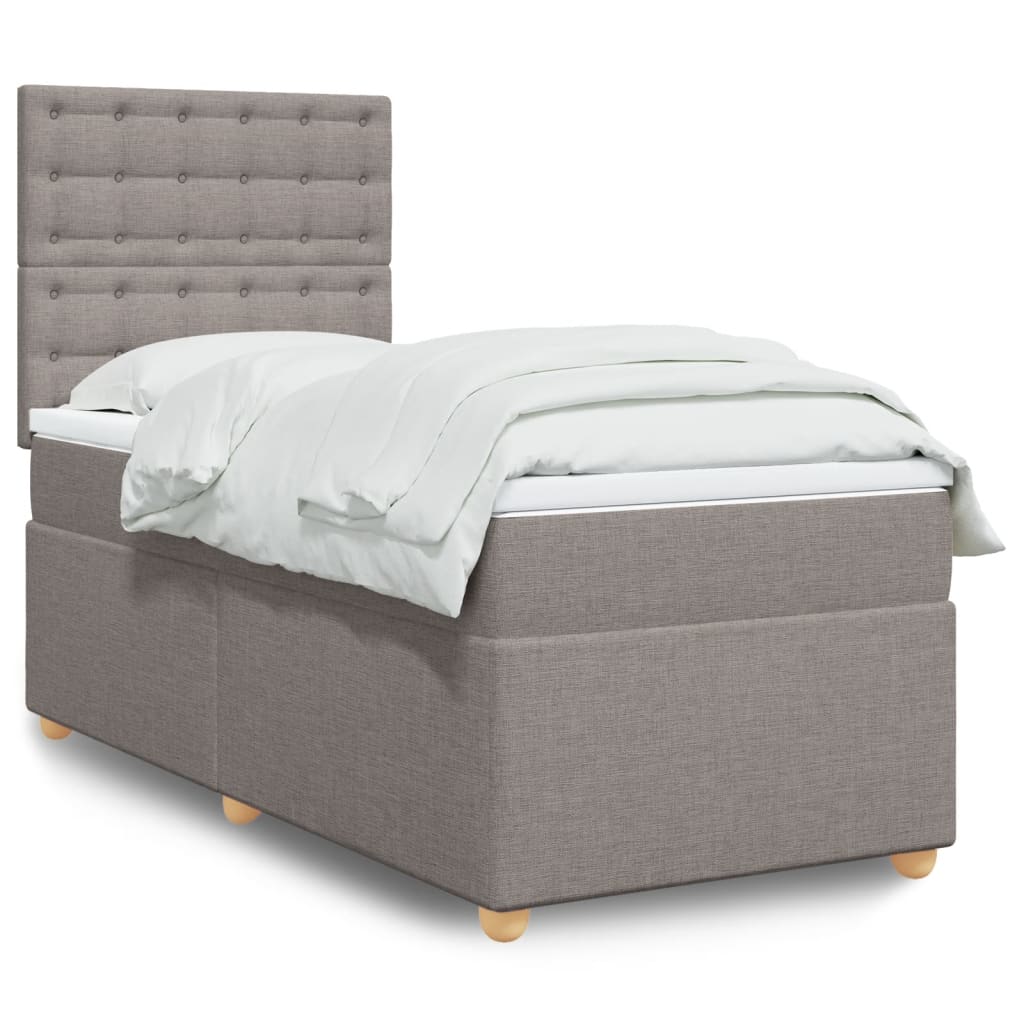 Sommier À Lattes De Lit Avec Matelas Tissu Taupe