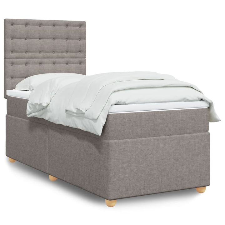 Sommier À Lattes De Lit Avec Matelas Tissu Taupe