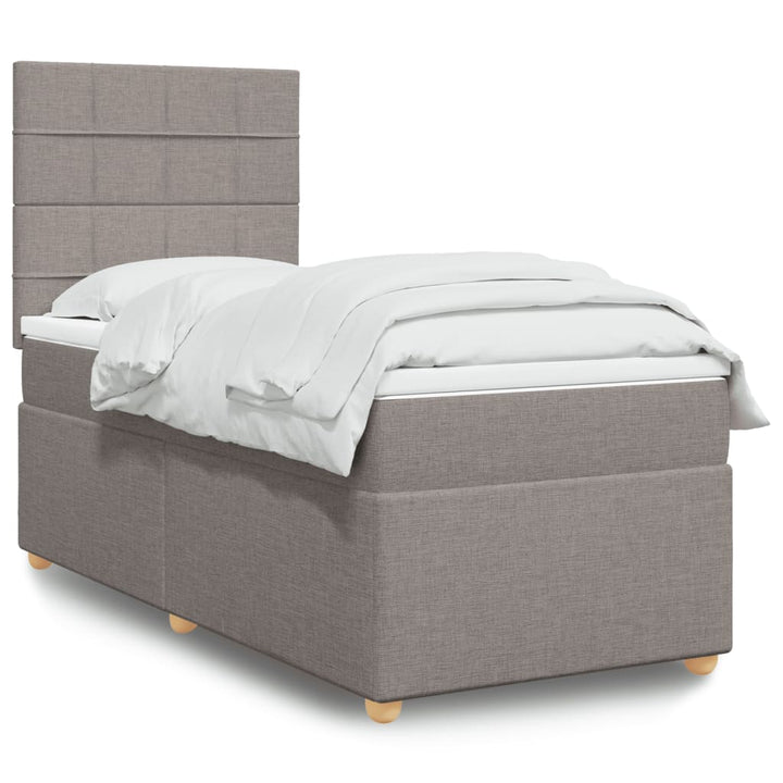 Sommier À Lattes De Lit Avec Matelas Tissu Taupe