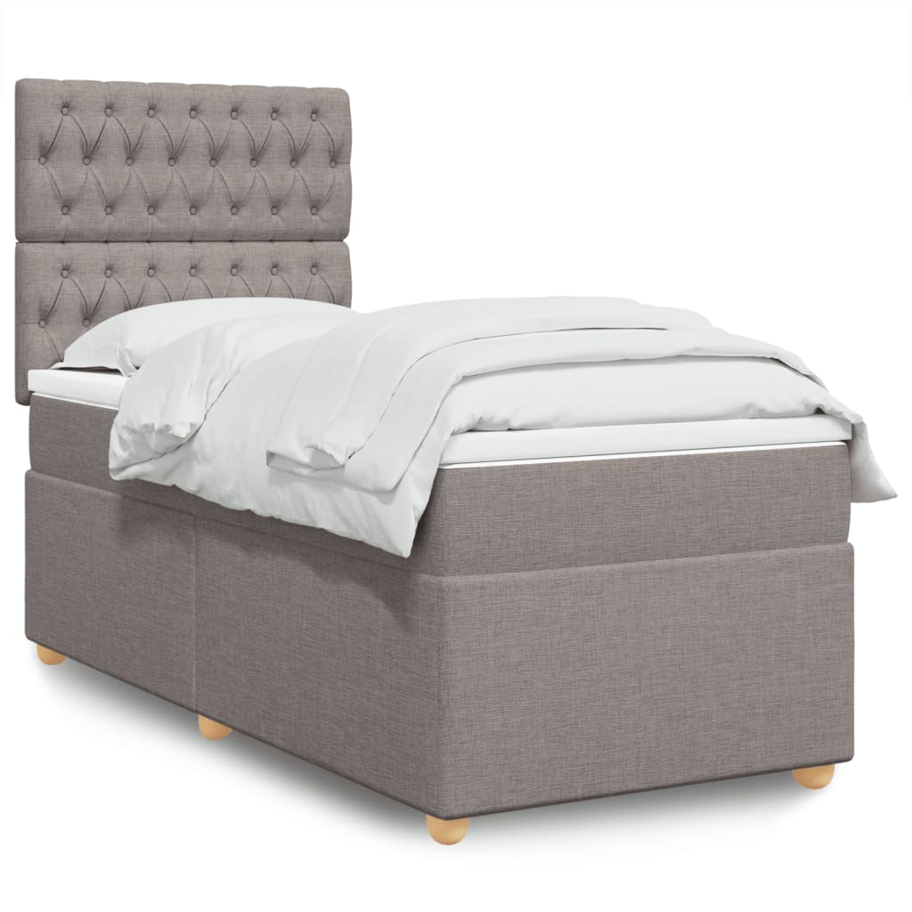 Sommier À Lattes De Lit Avec Matelas Tissu Taupe