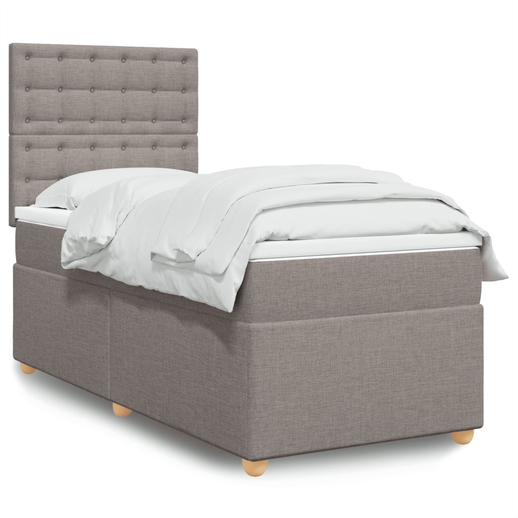 Sommier À Lattes De Lit Avec Matelas Tissu Taupe